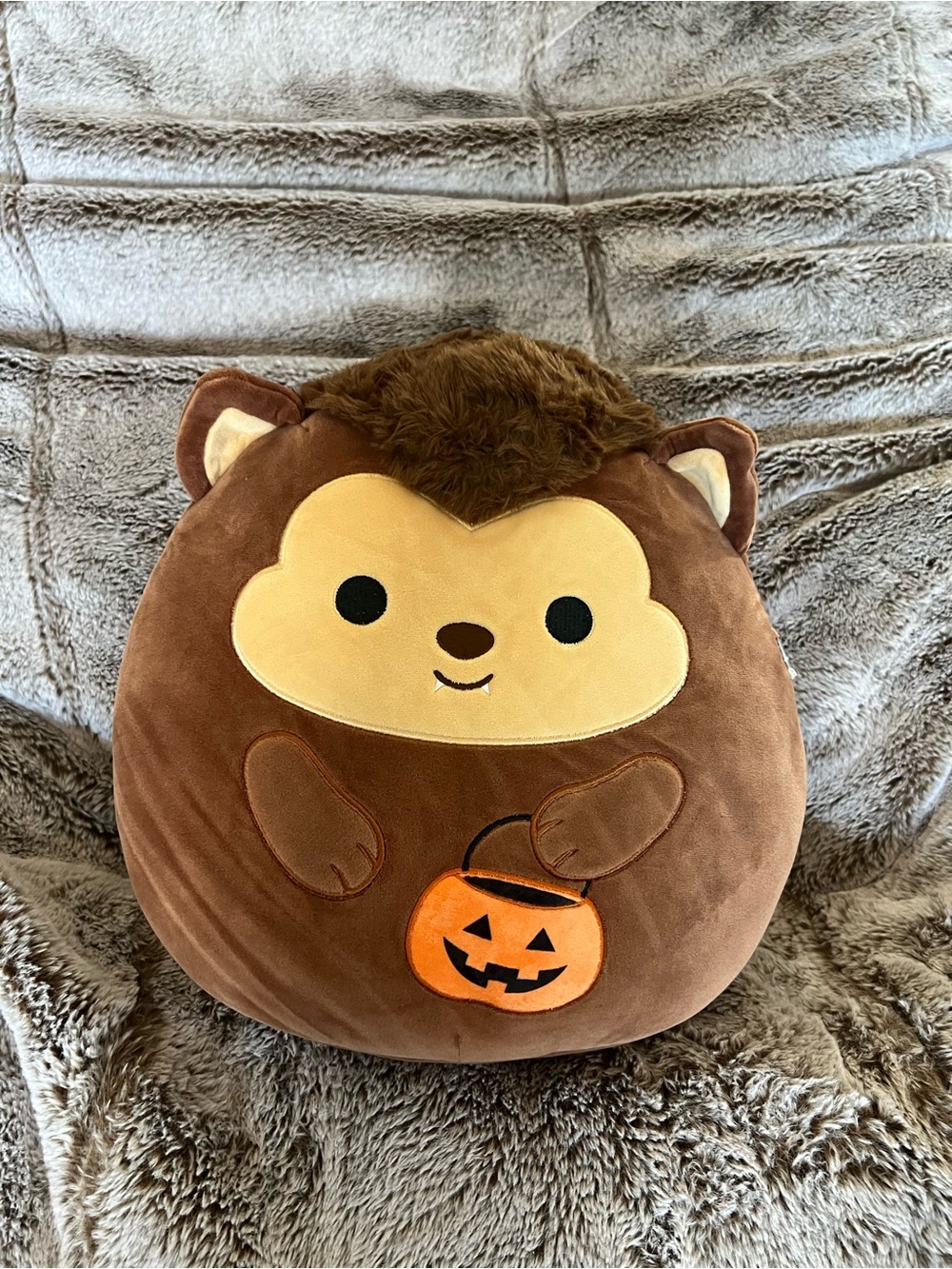 Squishmallow Wade the Werewolf with a Pumpkin Bucket NWT
